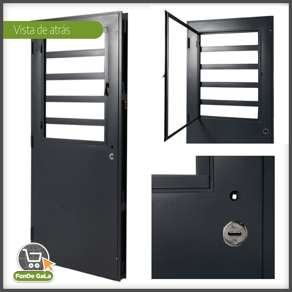 Puerta 70 x 200 Para Cocina De Chapa Inyectada 1/2 Reja Postigo Abrir D - Imagen 2