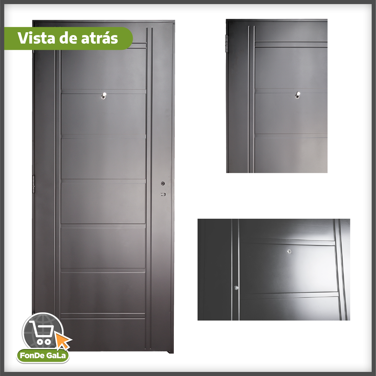 Puerta Chapa Inyectada Doble 80x2 Apliques Y Barral 75cm D - Imagen 2