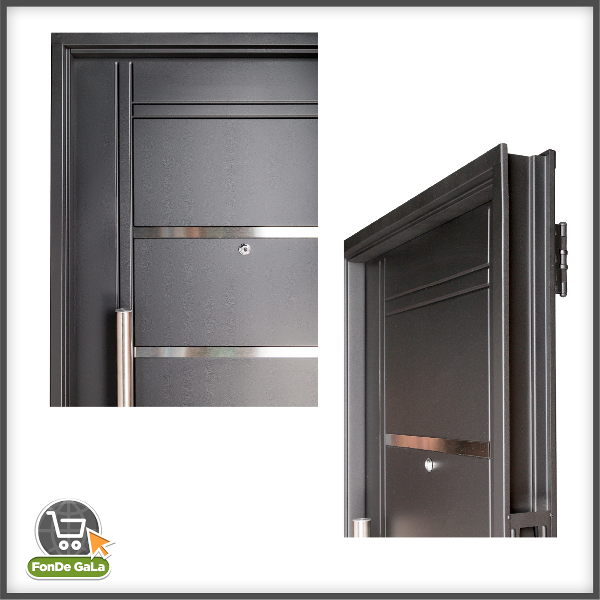Puerta Chapa Inyectada Doble 80x2 Apliques Y Barral 75cm D - Imagen 4